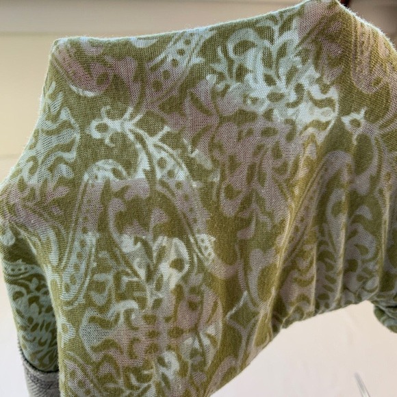 Sundance Burnout Damask Top S Green Long Sleeve Flowy Boho Coastal Y2K - Picture 8 of 8